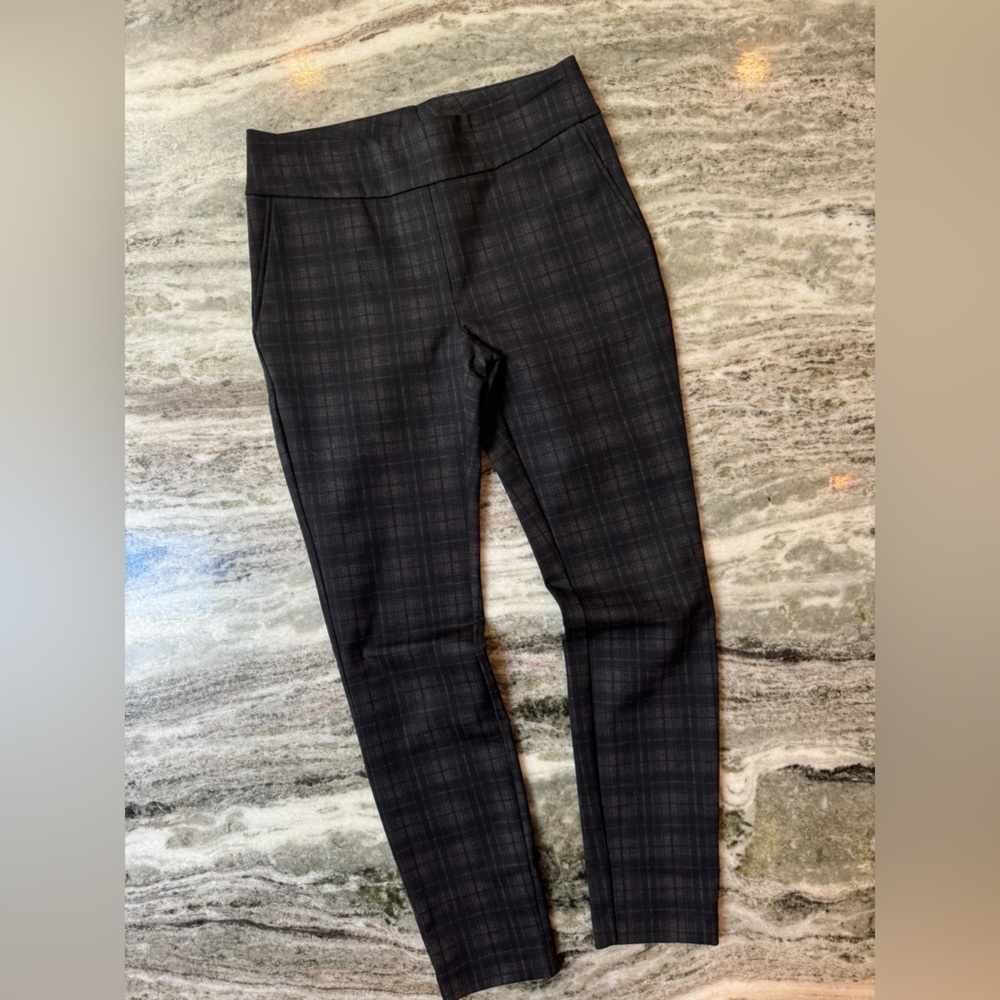 Dalia Black Plaid Slim Ponte Pants